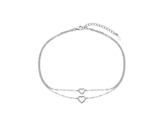 MOISS stříbrný náramek na nohu SRDCE