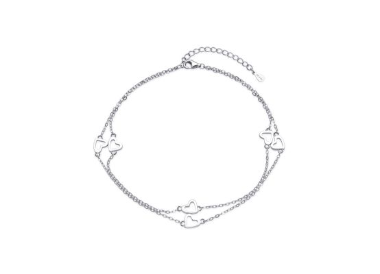 MOISS stříbrný náramek na nohu SRDCE