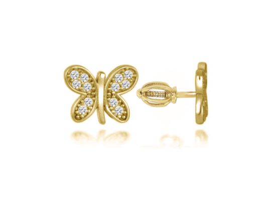 MOISS stříbrné náušnice MOTÝL GOLD