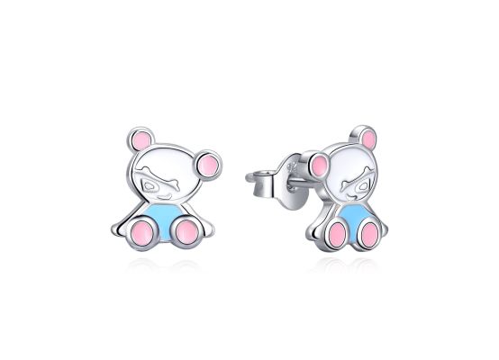 MOISS dětské stříbrné náušnice SMALT MEDVĚD
