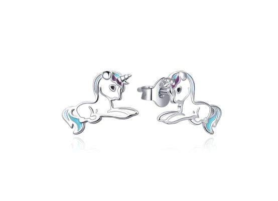 MOISS dětské stříbrné náušnice SMALT JEDNOROŽEC