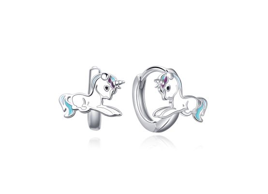 MOISS dětské stříbrné náušnice SMALT JEDNOROŽEC