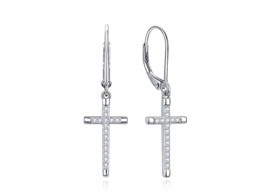 MOISS stříbrné náušnice KŘÍŽEK