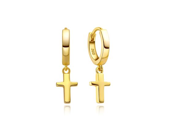 MOISS stříbrné náušnice KŘÍŽEK GOLD