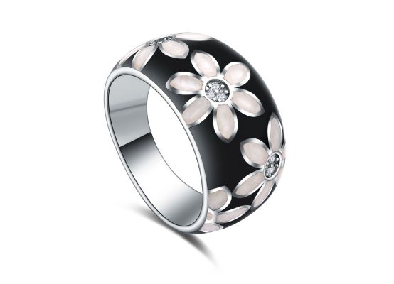 MOISS stříbrný prsten SMALT KVĚTINA