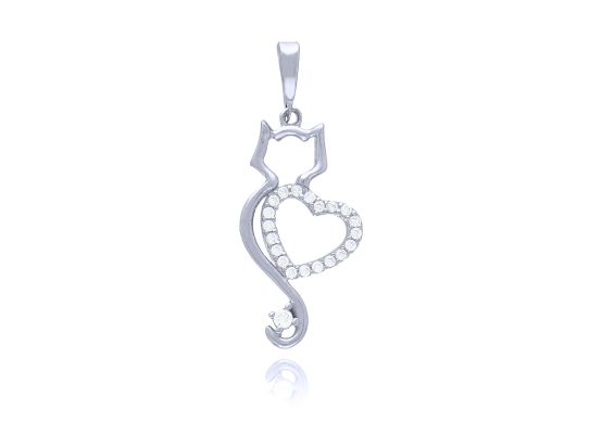 MOISS přívěsek z bílého zlata KOČKA
