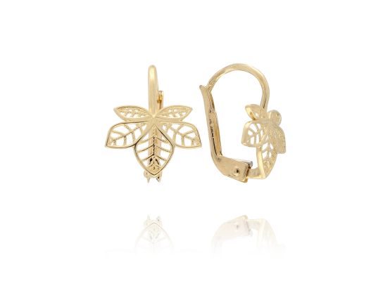 MOISS náušnice ze žlutého zlata LIST