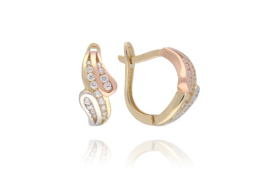 MOISS náušnice ze žlutého zlata TRICOLOR