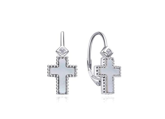 MOISS stříbrné náušnice KŘÍŽEK