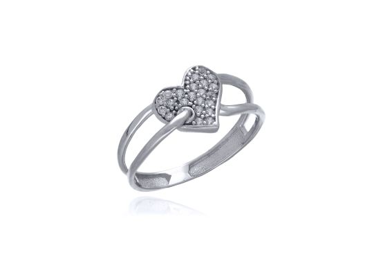 MOISS prsten z bílého zlata SRDCE