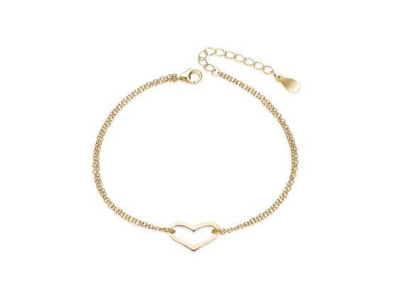 MOISS stříbrný náramek GOLD SRDCE