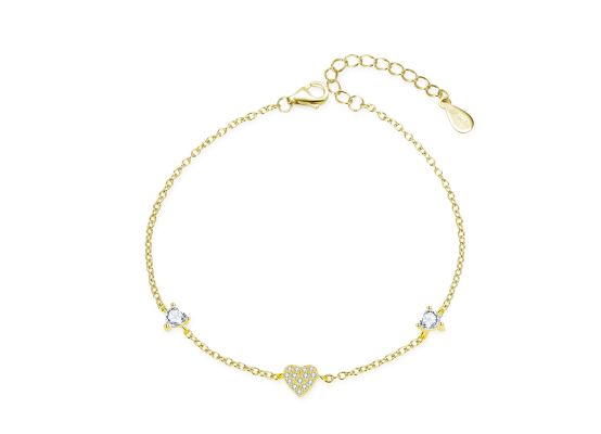 MOISS stříbrný náramek SRDCE GOLD