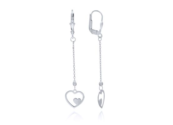 MOISS náušnice z bílého zlata SRDCE