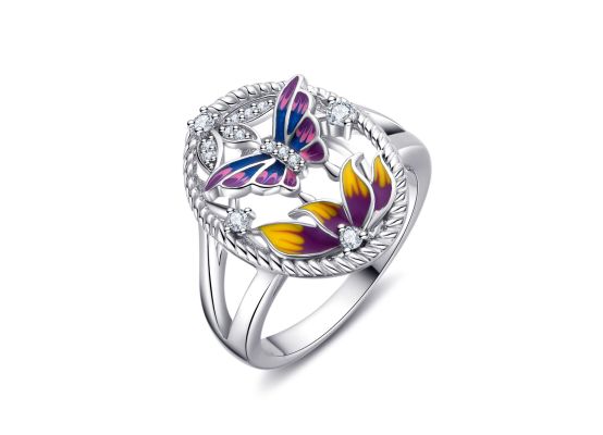 MOISS stříbrný prsten SMALT MOTÝL