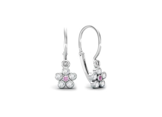 MOISS dětské náušnice z bílého zlata KVĚTINA