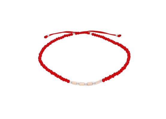 MOISS provázkový náramek na nohu s kuličkami