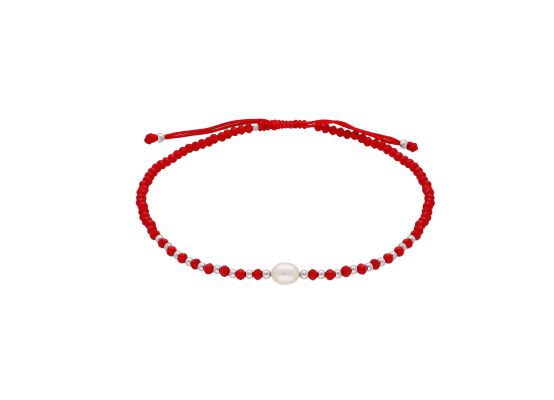 MOISS provázkový náramek na nohu s kuličkami