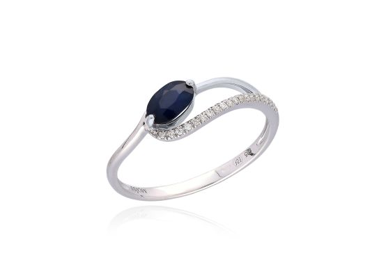 MOISS prsten z bílého zlata DIAMANT, SAFÍR