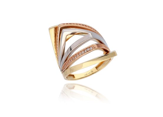 MOISS prsten ze žlutého zlata TRICOLOR