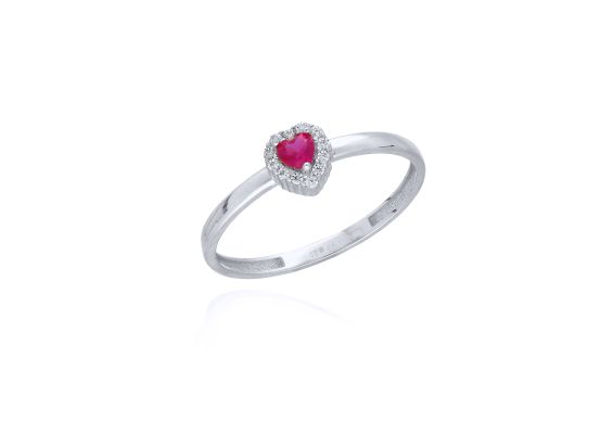 MOISS prsten z bílého zlata SRDCE