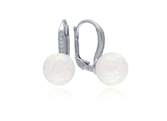 MOISS náušnice z bílého zlata OPÁL