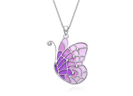 MOISS stříbrný náhrdelník MOTÝL