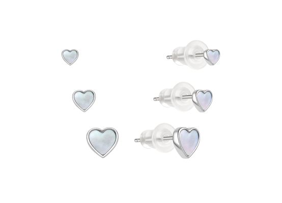 MOISS stříbrné náušnice SRDCE 3-6mm