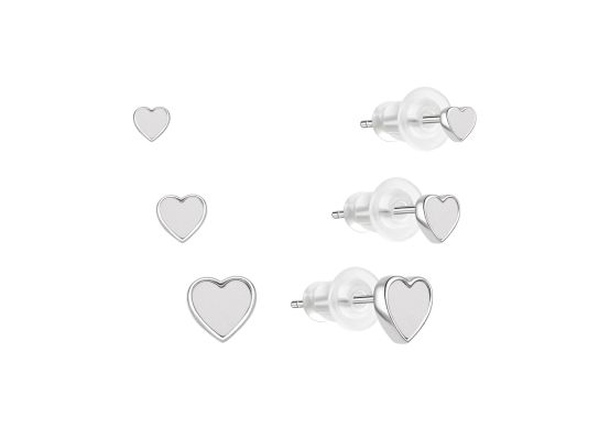 MOISS stříbrné náušnice SRDCE 3-6mm