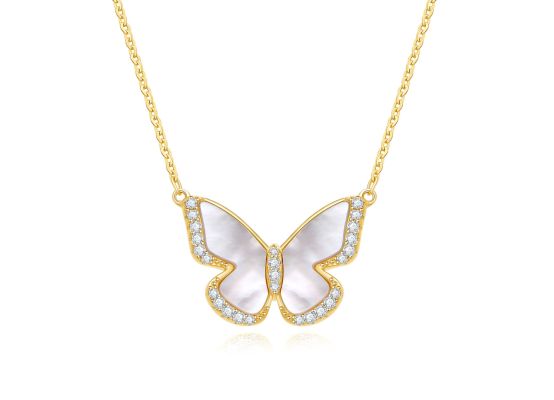 MOISS stříbrný náhrdelník MOTÝL