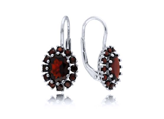 MOISS náušnice z bílého zlata GRANÁT