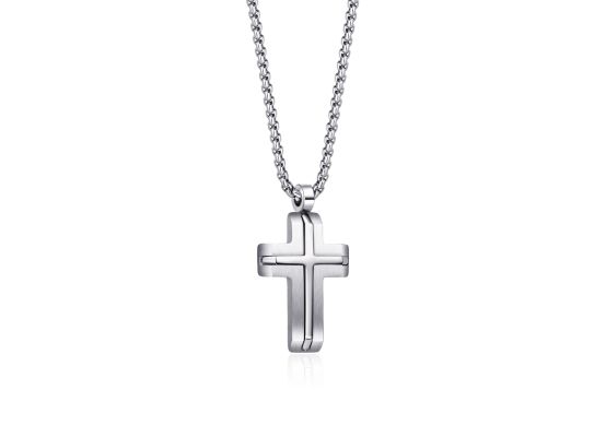 DIVERSE náhrdelník z oceli KŘÍŽEK