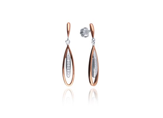 MOISS stříbrné náušnice BICOLOR