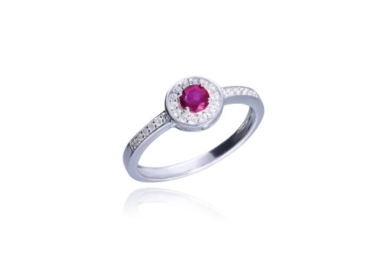 MOISS stříbrný prsten RUBÍN