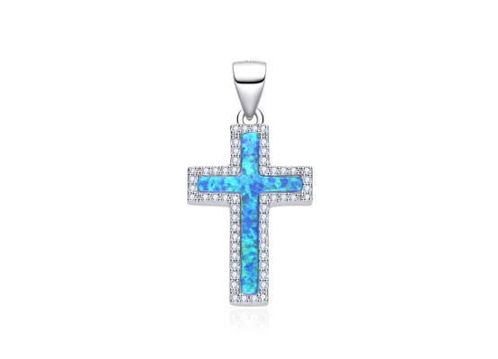 MOISS stříbrný přívěsek OPÁL KŘÍŽ