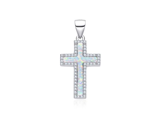 MOISS stříbrný přívěsek OPÁL KŘÍŽ