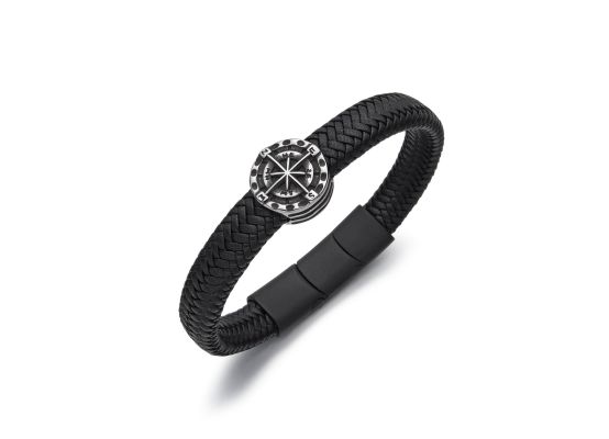 DIVERSE kožený náramek z oceli CESTOVÁNÍ