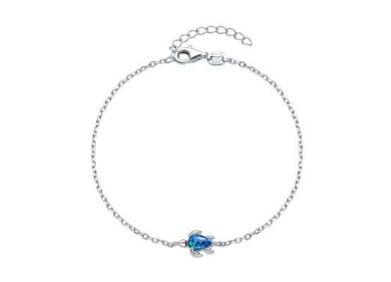 MOISS stříbrný řetízkový náramek ŽELVA OPÁL