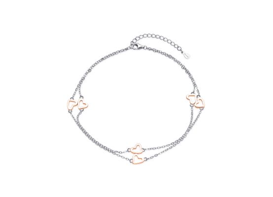 MOISS stříbrný náramek na nohu SRDCE
