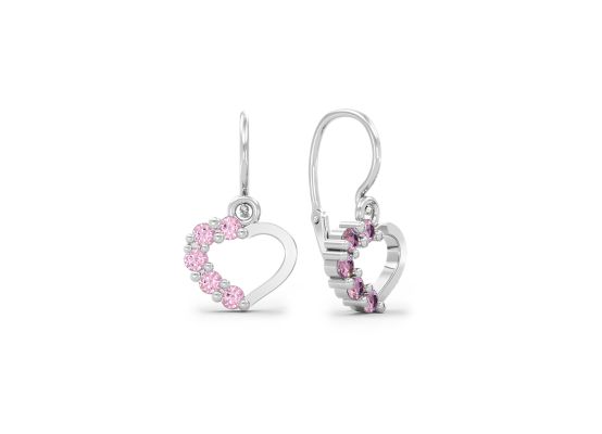 MOISS dětské náušnice z bílého zlata SRDCE