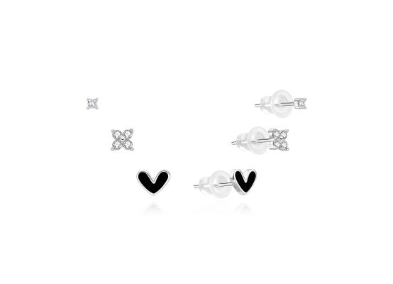 MOISS stříbrné náušnice SRDCE 2-7mm