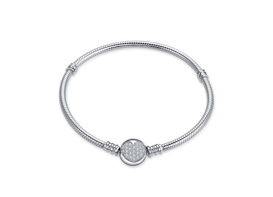 MOISS stříbrný náramek na korálek SRDCE