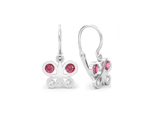 MOISS dětské náušnice z bílého zlata MOTÝL