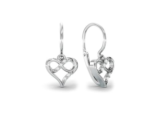MOISS dětské náušnice z bílého zlata SRDCE