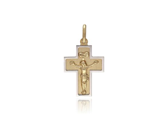 MOISS přívěsek ze žlutého zlata BICOLOR WHITE KŘÍŽ