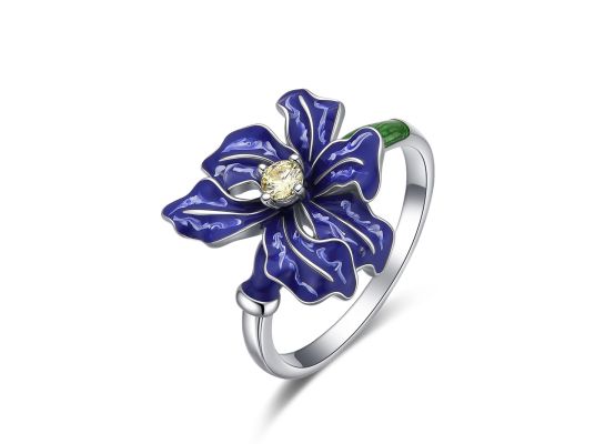 MOISS stříbrný prsten SMALT KVĚTINA