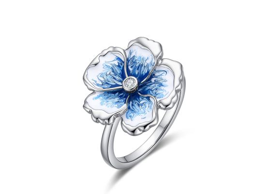 MOISS stříbrný prsten SMALT KVĚTINA