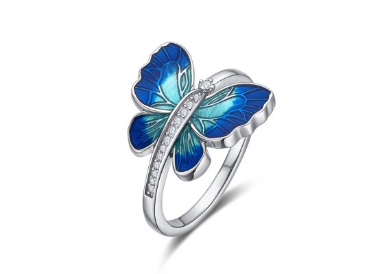 MOISS stříbrný prsten SMALT MOTÝL