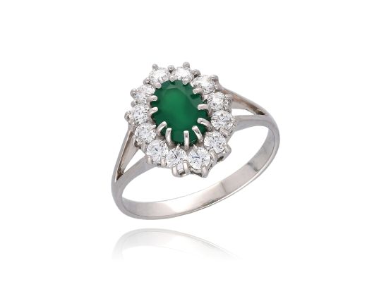 MOISS achátový prsten z bílého zlata