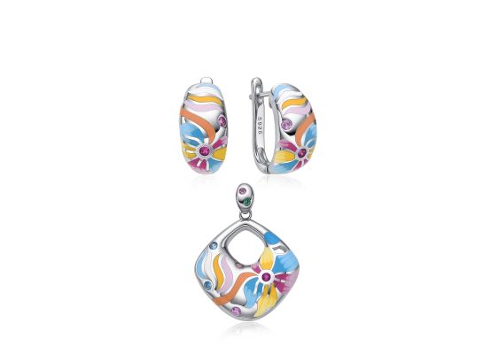 MOISS stříbrná sada SMALT KVĚTINA