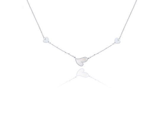 MOISS náhrdelník z bílého zlata SRDCE